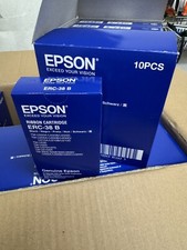 New Box of 10 Epson ERC-38B Black Printer Ribbon Cartridges Genuine Epson OEM