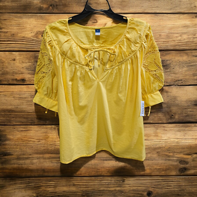 #ad #ad Old Navy Women#x27;s 3 4 Yellow Blouse Medium $12.82