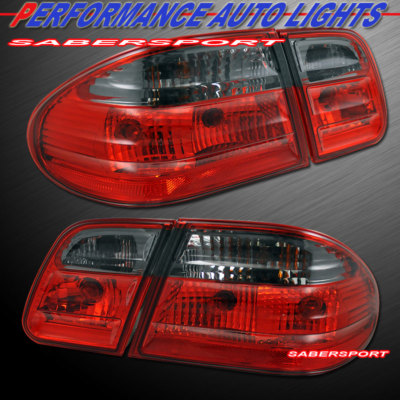 Set of 4pcs Red Smoke Taillights for 1996-2002 Mercedes W210 E-Class Sedan