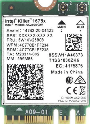 Killer Wi-Fi 6E AX1675x Tri-Band AX210 M.2 2230 + Bluetooth 5.3