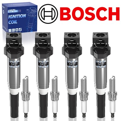 4 Bosch Ignition Coil 0221504800 + Iridium Spark Plug For Mini Cooper Countryman