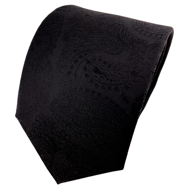 SchöNe Tigertie Designer Krawatte Schwarz Paisley Gemustert - Tie Binder Cravate-image