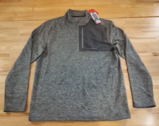 G.H. Bass  CO Men's Mixed Media 1/4 Zip Fleece Lined Sweater Top Gray Medium