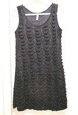 Milliore Women's Sleeveless Black Dress, Ruched Netting, Knee Length, Size L