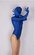 Unisex High Elastic Bodystocking Silky Shiny Bodysuit Catsuit Clubwear with Hood