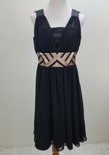 Eliza J Dress Women 12 Black Zip Sleeveless Lined Covered Spaghetti Strap Party