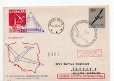 Poland-16th post war Glider Mail'Bocian'-Comm Express Cvr a &Cancel +vignette