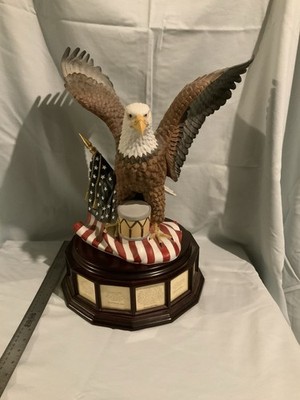 Eagle Figurine on Drum with American Flag Display