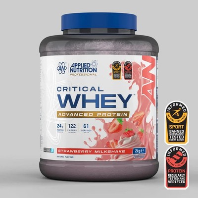Applied Nutrition Critical Whey 2kg Protein Erdbeere Schoko Vanille + Shaker
