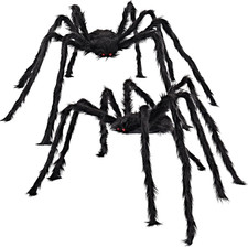 2 Pack 5 Ft Halloween Outdoor Decorations Hairy Black Spider, Scary