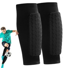 1 Pair Soccer Ski Shin Guards Honeycomb Pad Calf Sleeves Support For Shin Splint