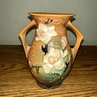 Roseville Art Pottery Magnolia Flower Double Handle 7.25" Vase 90-7