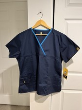 WonderWink 6026A Women's Size XL Navy Blue Origins Bravo V-Neck Scrub Top NWT