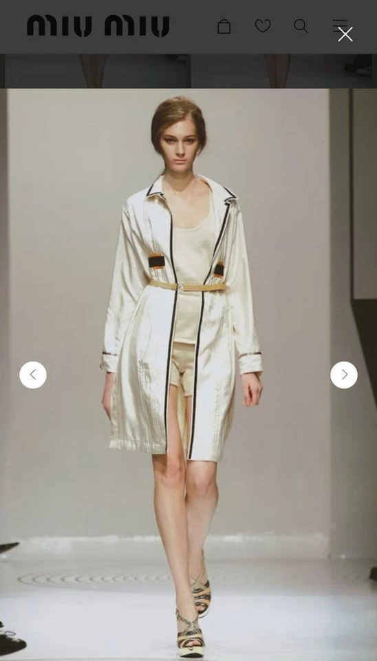 Jaqueta Camisa Manga Longa MIU MIU Vintage S/S 2006 Marfim com Acentos Laranja - Imagem 2 de 4