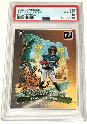 2025 Donruss Travis Hunter Downtown #13 PSA 10 Gem Mint RC Jaguars