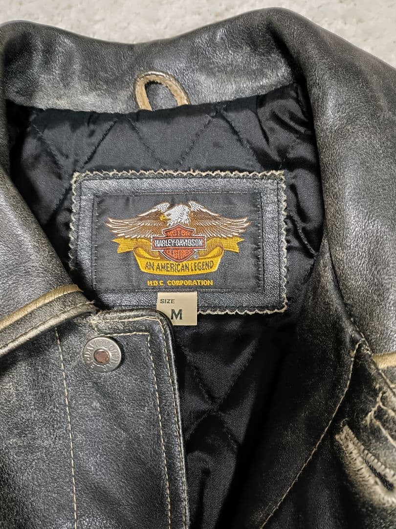 Harley-Davidson Leather Jacket M Black Vintage Rare Motorcycle Biker Coat image 4