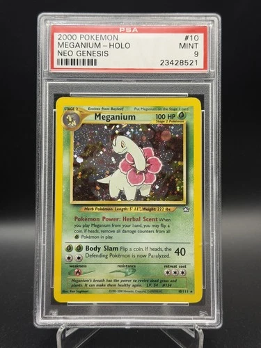 2000 Pokemon Meganium 10/111 Neo Genesis Rare Holo PSA 9 MINT