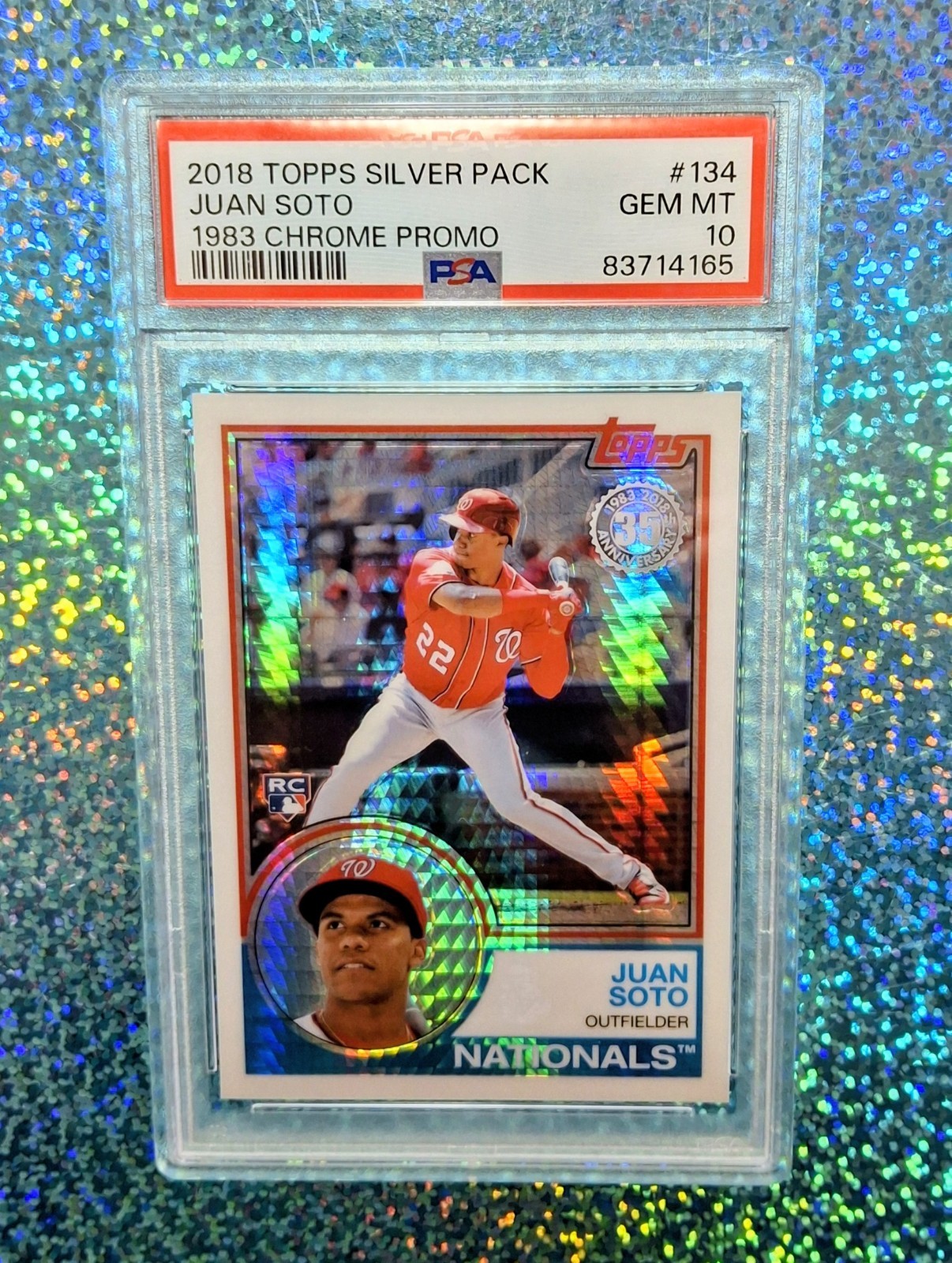 2018 Topps Silver Pack JUAN SOTO RC #134 PSA 10. 1983 Chrome Promo Blazer!