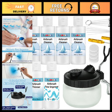 Airbrush Cleaning Kit - 4 Cleaners, 1 Thinner  Flow Improver for Art  Crafts