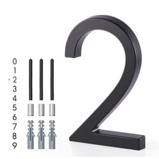 Floating House Number 2, 6 Inch Modern House Numbers for Home, Mailbox, Stree...