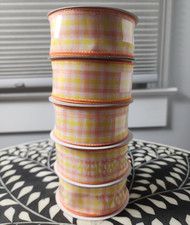 EASTER WIRED EDGE RIBBON LOT OF 5 UNIQUE COLOR 