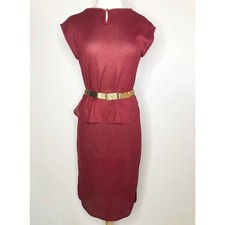 Vintage 70s Sweater Skirt Set Maroon Burgundy Women's XS/S