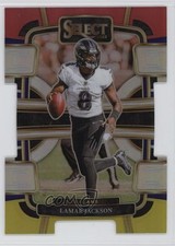 2023 Panini Select Concourse Red & Yellow Prizm Die-Cut Lamar Jackson #7