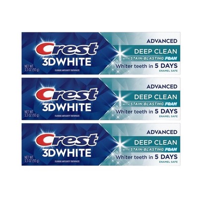 Crest 3D White Adv Deep Clean Whitening Toothpaste, 3.3 oz (Lot of 3)