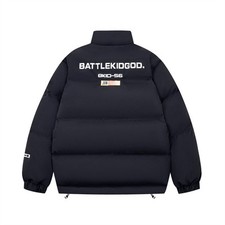 Letter Printing Stand Collar Cotton-padded Coat Men's Winter Loose And Simple Fa