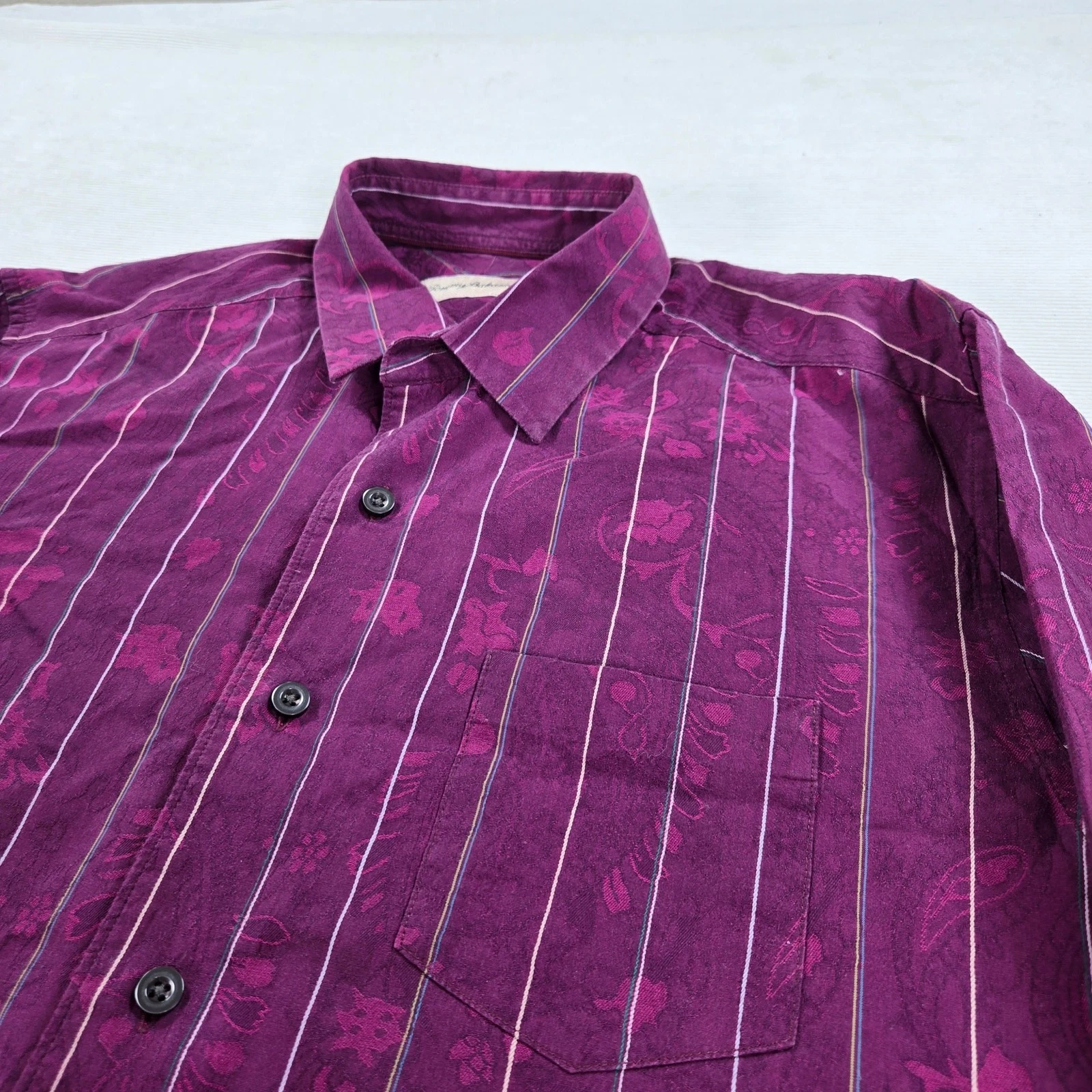 Tommy Bahama Silk Blend Long Sleeve Purple Button Up Shirt Men's Size Medium