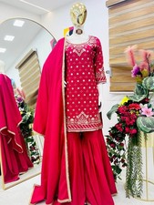 Festival Wear Natural Crap Silk Pink Top Palazzo With Dupatta For Women / Girls