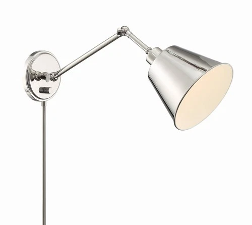 Crystorama Mitchell Polished Nickel Swing Arm Wall Lamp - Picture 2 of 5