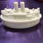 Antique 1900’s Flaccus Battleship Steamer Covered Dish White Milk Glass