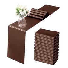 Pack Satin Table Runner x 108 Inch, Smooth Table Runners for Wedding 12 Brown