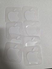 Lot of 8 Apple Logo Sticker Decal, White - Genuine OEM
