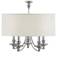 Weiß Chrom Glamour Klassisch Leuchter Kronleuchter 5X40W/E27 60X100 [Cm]