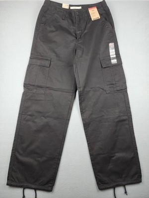 Levi's Pants Womens 30x32 Black 94 Baggy Cargos Cotton Canvas Drawcord Hem