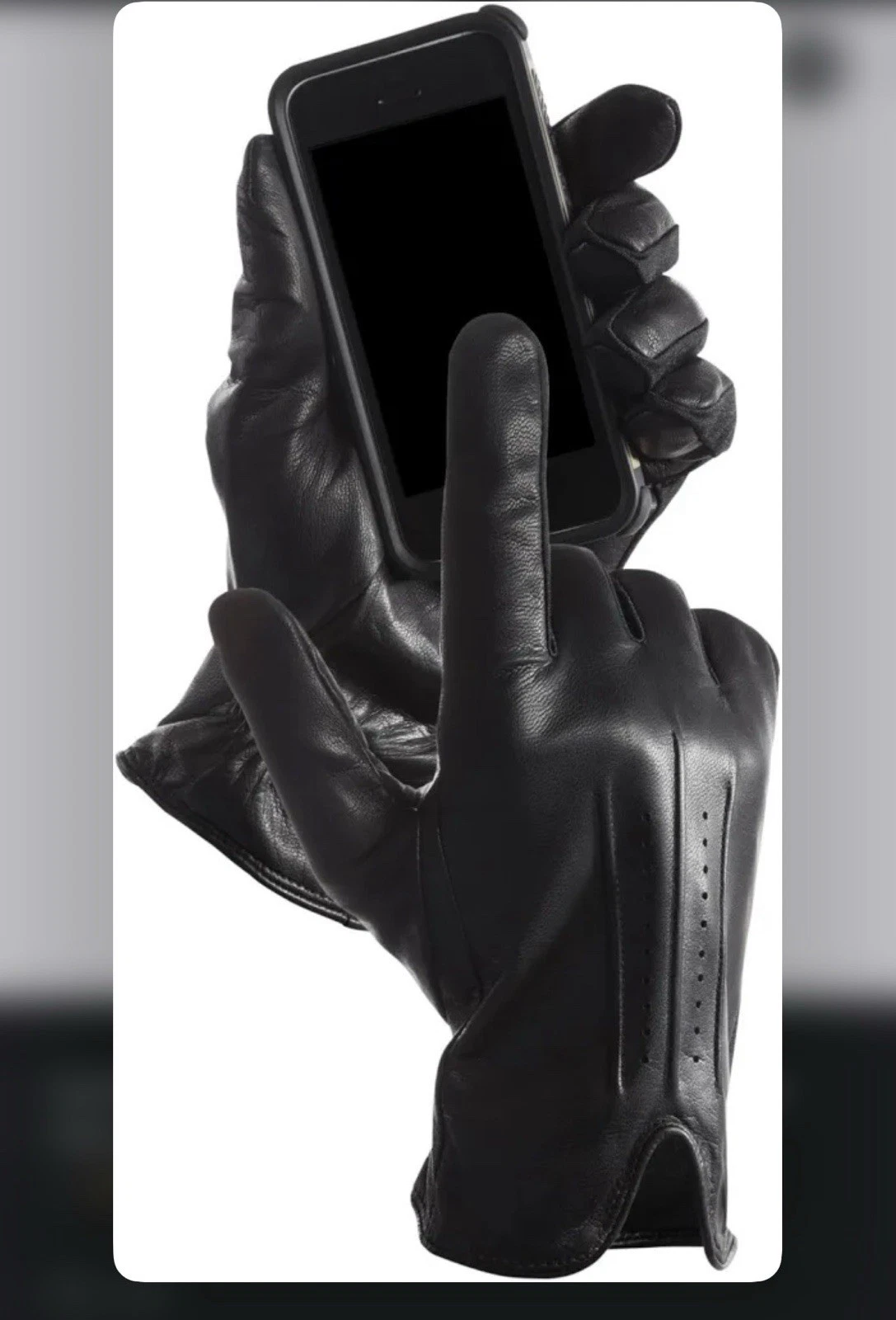 Isotoner Sleekheat Stretch Touchscreen Gloves - Large / XL -Black Leather