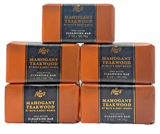 NEW Bath  Body Works Lot of 5 Mahogany Teakwood Shea Cleansing Bar Soaps 5 oz