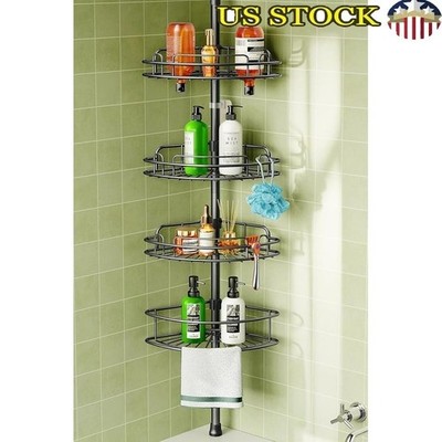 Adjustable Shower Caddy 4-Tier Rust Resistant Non-Tipping Bathroom Organizer New
