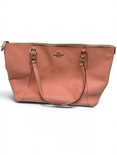 Coach Pink Pebbled Tote Shoulder Bag Zip Closure Silver Hardware Inner Pockets
