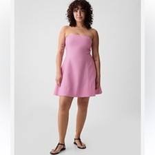 GAP 2024 Linen-Cotton Mini Dress in Sugar Pink NWT Size M Strapless Summer Mini