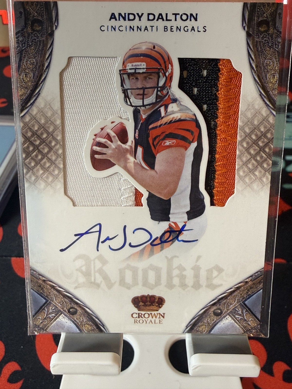Andy Dalton Panini Crown Royale #210 Jersey Autograph