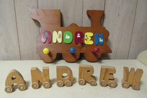 "ANDREW" Personalized Child's Train Coat/Hat Rack and Initial Cars