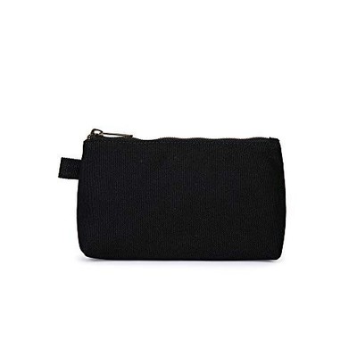 Mini Canvas Travel Toiletry Bag for Women, DIY Personalizable Canvas/Black