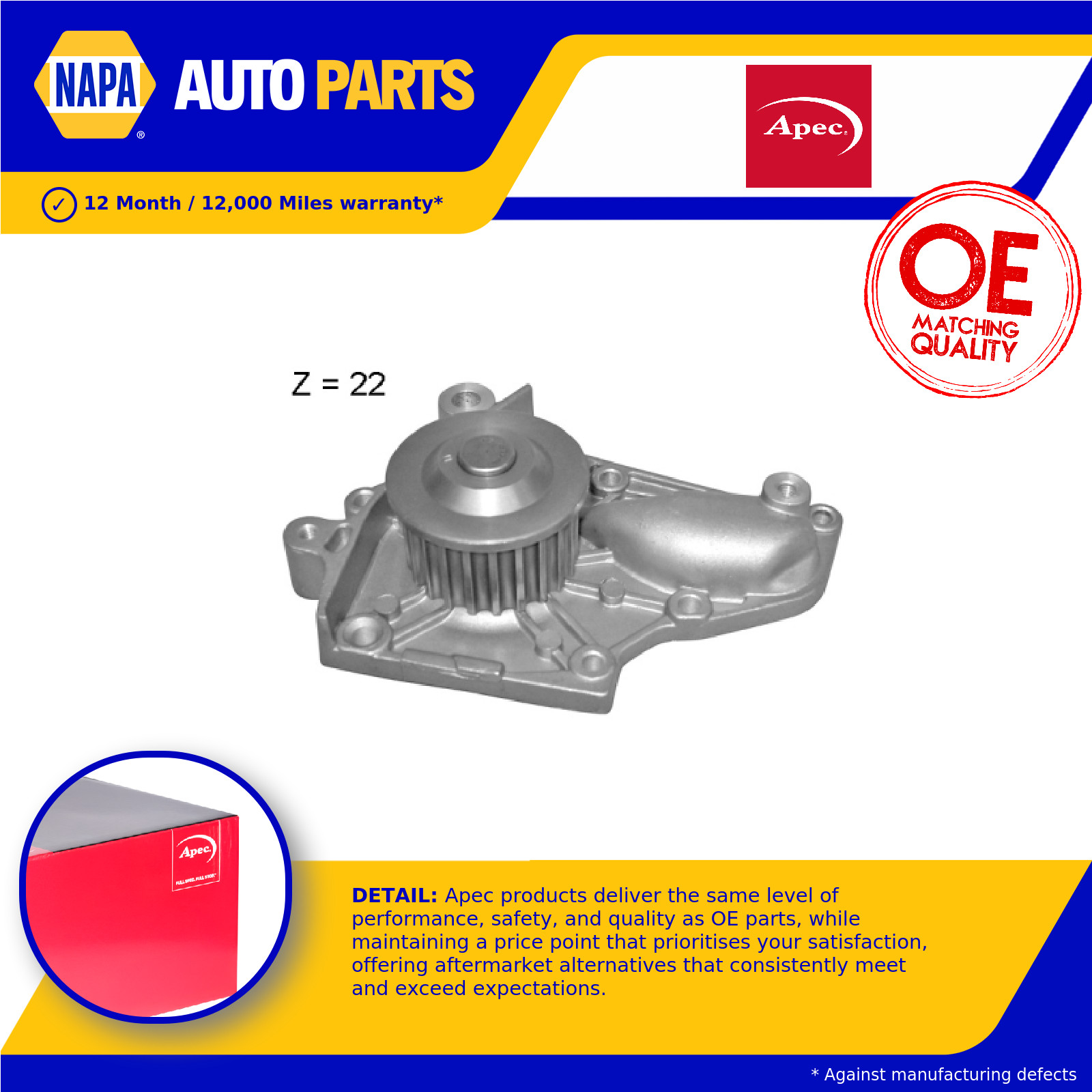 Water Pump AWP1505 Apec Coolant 1610079045 1610079095 1610079125 1610079175 New