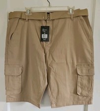 Blu Rock Belted Flex Fabric 6-Pocket Cargo Shorts Khaki in Men's size 40 NWT