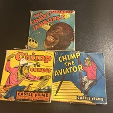 3 Castle Films 16mm Chimp The Aviator Chimp The Cowboy Chimp s Jamboree