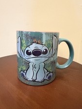 Disney Lilo Stitch Blue Iridescent Pearl 20 oz Ceramic Mug Cup Pink Inside