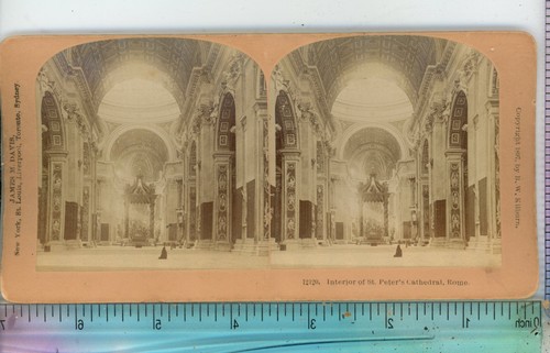 Cathedral Interior St Peter's Rome Italy Kilburn Stereoview - Foto 2 di 2